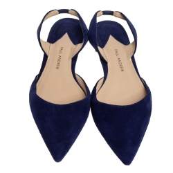 Paul Andrew Navy Blue Suede Rhea Flat  Sandals Size 38
