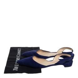 Paul Andrew Navy Blue Suede Rhea Flat  Sandals Size 38
