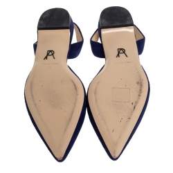 Paul Andrew Navy Blue Suede Rhea Flat  Sandals Size 38