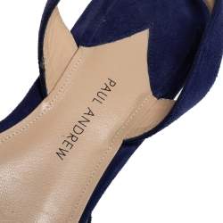 Paul Andrew Navy Blue Suede Rhea Flat  Sandals Size 38