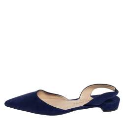 Paul Andrew Navy Blue Suede Rhea Flat  Sandals Size 38
