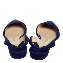 Paul Andrew Navy Blue Suede Rhea Flat  Sandals Size 38