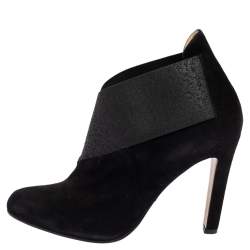 Paul Andrew Black Suede and Elastic Ankle Booties Size 39