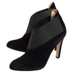 Paul Andrew Black Suede and Elastic Ankle Booties Size 39