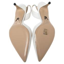 Paul Andrew White Leather Rhea Slingback Pumps Size 39