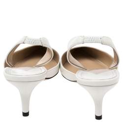 Paul Andrew White Leather Rhea Slingback Pumps Size 39