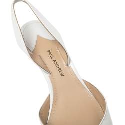 Paul Andrew White Leather Rhea Slingback Pumps Size 39