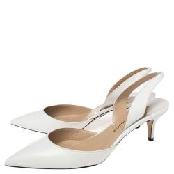 Paul Andrew White Leather Rhea Slingback Pumps Size 39