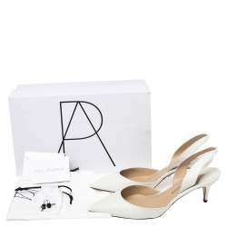Paul Andrew White Leather Rhea Slingback Pumps Size 39