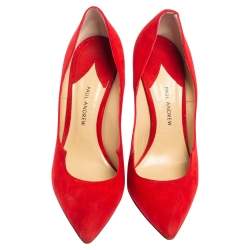 Paul Andrew Red Suede Pointed Toe Pumps Size 37