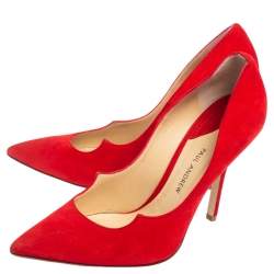 Paul Andrew Red Suede Pointed Toe Pumps Size 37