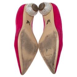 Paul Andrew Rose Suede Silver Crystal Embellished Ball Ankara Heels Pumps Size 41