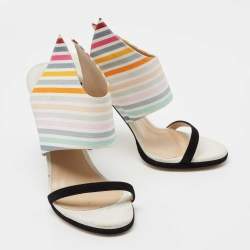 Pre Owned صندل سلايد بول أندرو وينغ فانب كانفاس وسويدي متعدد الألوان مقاس 41