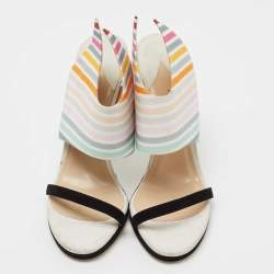 Pre Owned صندل سلايد بول أندرو وينغ فانب كانفاس وسويدي متعدد الألوان مقاس 41