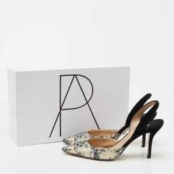 Paul Andrew Tricolor Woven Fabric and Suede Slingback Pumps Size 37