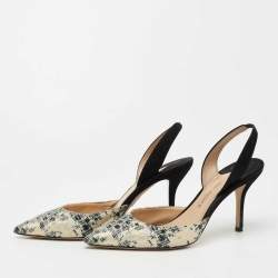 Paul Andrew Tricolor Woven Fabric and Suede Slingback Pumps Size 37