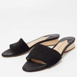 Paul Andrew Black Suede Slide Sandals Size 37