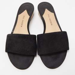 Paul Andrew Black Suede Slide Sandals Size 37