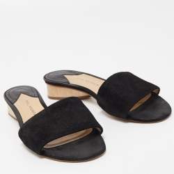 Paul Andrew Black Suede Slide Sandals Size 37