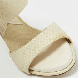 Paul Andrew Cream Snakeskin Cut Out Sandals Size 37.5