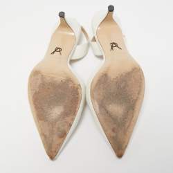 Paul Andrew White Leather Rhea Slingback Pumps Size 37.5