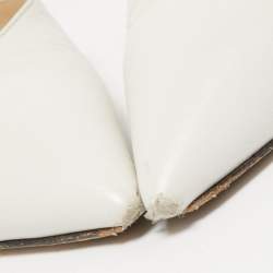 Paul Andrew White Leather Rhea Slingback Pumps Size 37.5