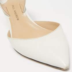 Paul Andrew White Leather Rhea Slingback Pumps Size 37.5