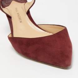 Paul Andrew Burgundy Suede Rhea Slingback Pumps Size 37.5