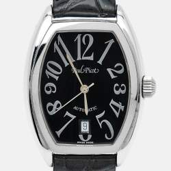 Paul Picot Black Stainless Steel Alligator Leather Firshire 4097 Unisex Wristwatch 33 mm