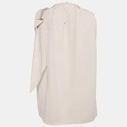Pre Owned Paule Ka Beige Satin Bow Detail Sleeveless Top M