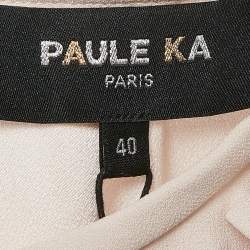 Pre Owned Paule Ka Beige Satin Bow Detail Sleeveless Top M