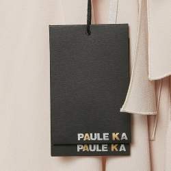 Pre Owned Paule Ka Beige Satin Bow Detail Sleeveless Top M