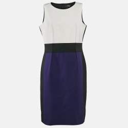 Paule Ka Multicolor Synthetic Color-Block Knee-Length Sleeveless Dress L