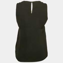 Paule Ka Black Lace Trim Silk Sleeveless Top L