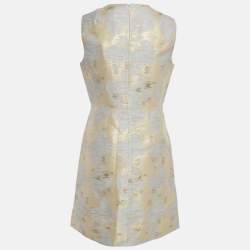 Pre Owned Paule Ka Grey/Cream Lurex Jacquard Mini Dress M