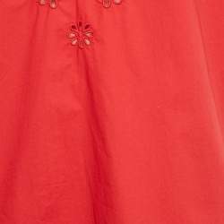 Pre Owned Paule Ka Red Embroidered Cotton Blouse L
