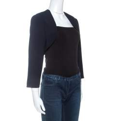 Paule Ka Navy Blue Crepe Open Front Cropped Bolero M