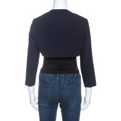 Paule Ka Navy Blue Crepe Open Front Cropped Bolero M