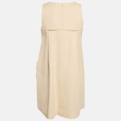 Paule Ka Cream Metal Embellished Stretch Crepe Mini Shift Dress S