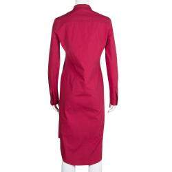 Paule Ka Red Cotton Long Sleeve Shirt Dress M