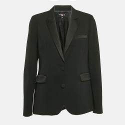 Paule Ka Black Sateen Single Breasted Blazer M