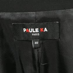 Paule Ka Black Sateen Single Breasted Blazer M