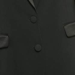 Paule Ka Black Sateen Single Breasted Blazer M