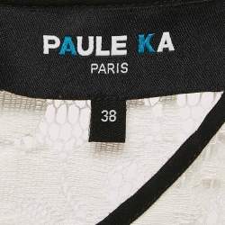 Paule Ka White Floral Lace Sleeveless Top M