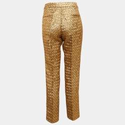 Paule Ka Gold Patterned Brocade Trousers M