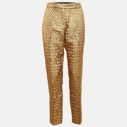 Paule Ka Gold Patterned Brocade Trousers M
