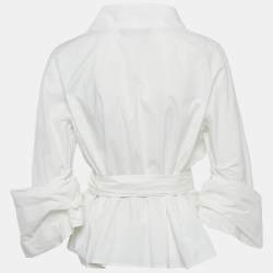 Paule Ka White Cotton Wrap-Up Top L