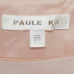 Paule Ka Pink Sateen Asymmetric Sleeve Mini Dress M