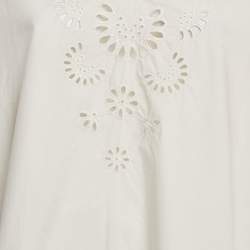 Paule Ka Off-White Floral Embroidery Cotton Top M