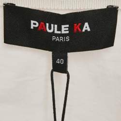 Paule Ka Off-White Floral Embroidery Cotton Top M